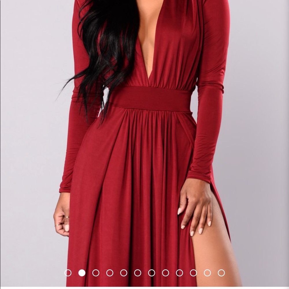 Burgundy high split dress!